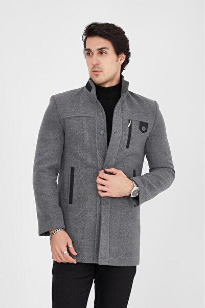 LEBS Collection Ezel Dik Yaka Erkek Kaşe Kaban