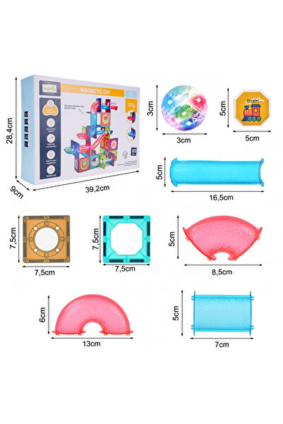 MalPlay Set of 83 magnetic 3D building pieces for children, Malplay, with luminous balls, multicolor