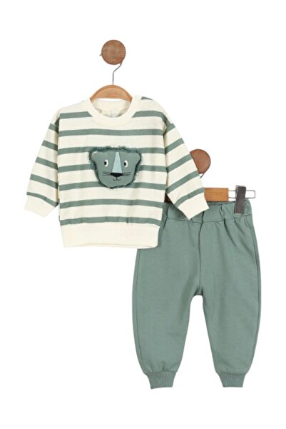 damdamin 100% Cotton Baby Boy Set with Snap Buttons, Lion Puffy Applique & El...