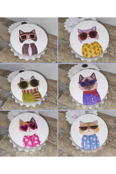 OBİDEV Kedili Açacak Magnet 6'lı Set