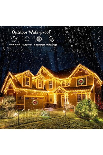 Joyful Box Instalatie Craciun Turturi / Franjuri / Ploaie , 30 metri, 1200 LED-uri, Interconectabila, Galben