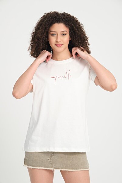 Shoppingdimoda 100% Cotton Relaxed Fit Crew Neck T-Shirt - Minimalist Text Design