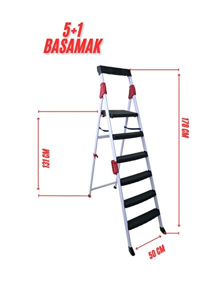 Genel Markalar Plastik Basamaklı 5+1 Katlanır Alüminyum Merdiven – Hafif, Güvenli ve Dayanıklı!