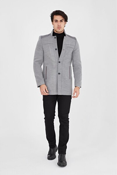 LEBS Collection Ezel Slim Fit Düğmeli Kaşe Kaban