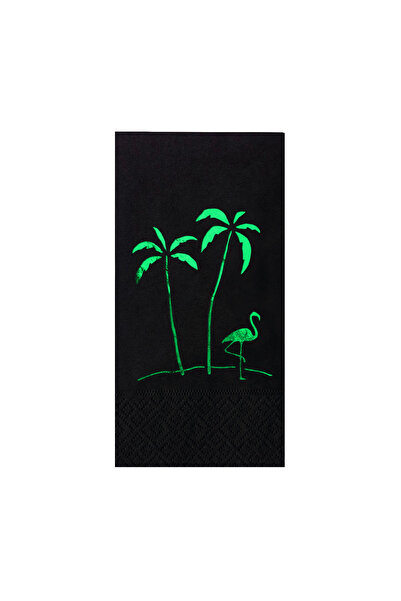 Story مناديل ورقية سوداء اللون مقاس 33×33 سم بنمط أوراق النخيل الخضراء، 16 قط...