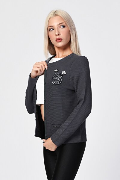 Zegy Rozet Detaylı Hırka - Antrasit