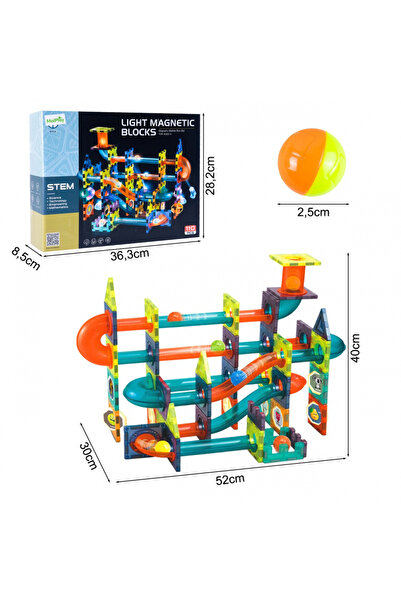 MalPlay 3D magnetic building set for children, LED light ball track, quick and easy connection