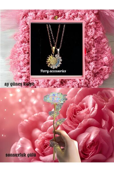 perry accessories قلادة من الفولاذ المقاوم للصدأ على شكل قمر وشمس مع مجموعة ه...
