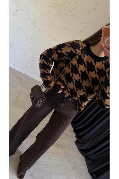 elif teke Houndstooth Knitwear Sweater Black