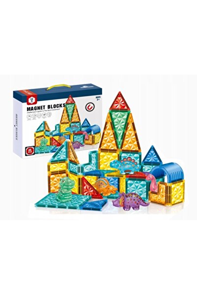 MalPlay Magnet blocks construction set for children, with 45 pieces in various shapes for 3D structures, m