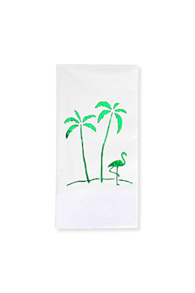 Story مناديل ورقية بيضاء اللون مقاس 33 × 33 سم بنمط أوراق النخيل الخضراء، 16 ...