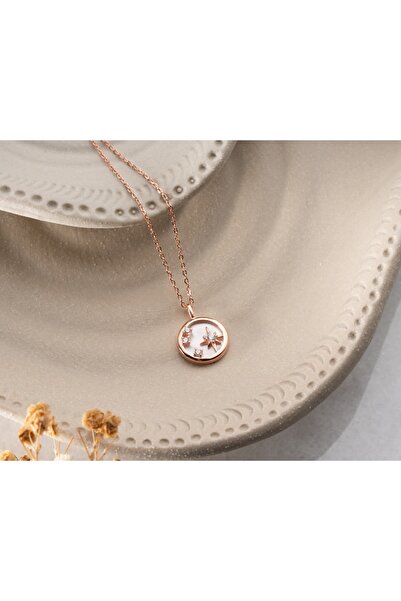 Papatya Silver 925 Ayar kutup yıldızı kolye kolye.rose.gold.rodaj