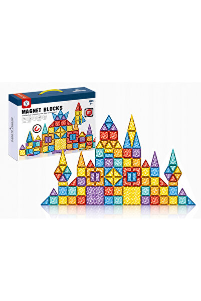 MalPlay Magnet blocks construction set for children, with 100 pieces in various shapes for 3D structures,