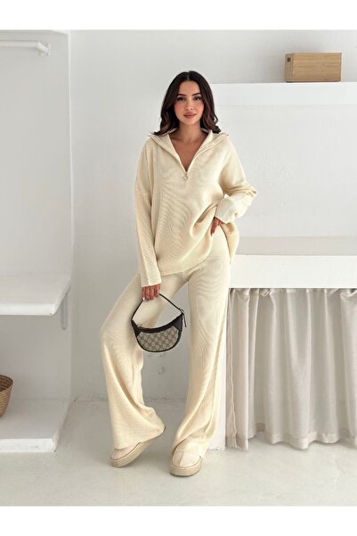 novalook Set de îmbrăcăminte de casă pentru femei, supradimensionat, cu fermoar