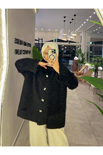 ensade Teddy Oversize Fit Winter Design Coat-Jacket with Scarf Accessories