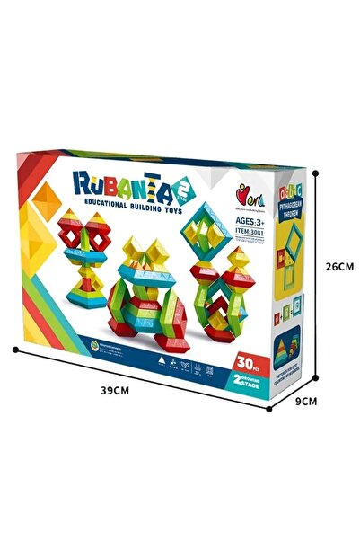 MalPlay Construction set for children with 30 magnetic pieces in unique, multifaceted, multicolor shapes