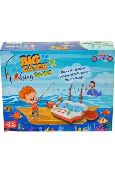 AYA toys Müzikli, Havuzlu Balık Yakalama Oyunu, 8 Balık Ve 2 Oltalı - Big Cat...