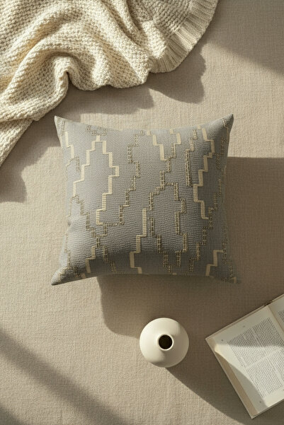 Luvora Home Husă pentru pernă premium cu model din seria Azura - gri deschis