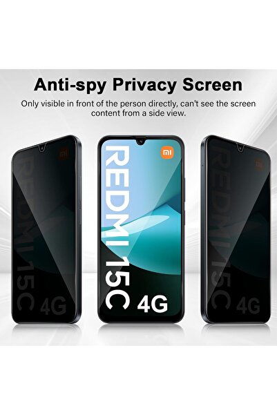 m.tk moveteck Xiaomi Redmi 15C Uyumlu Hayalet Ekran Koruyucu Kırılmaz Cam Tam Kaplar Privacy Glass