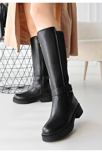 Ethab Ticaret Diona Black Leather Boots