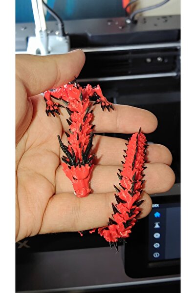 END Design Kırmızı Siyah Eklemli Ejderha Figürü – 31 cm Detaylı 3D Tasarım – Koleksiyonluk ve Dekoratif Model