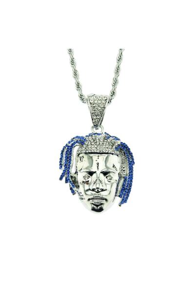 Tessero Colier hip-hop din frânghie cu pandantiv Avatar, pietre de zirconiu, ...