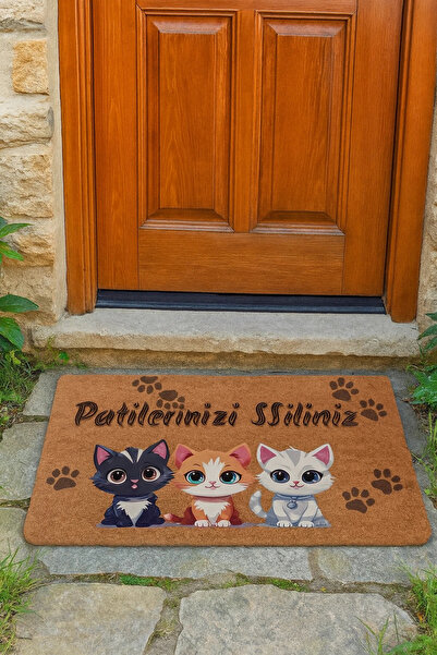 Valerine Life قطط لطيفة باللونين الأسود والأصفر والأبيض، مسح ممسحة الباب الأم...