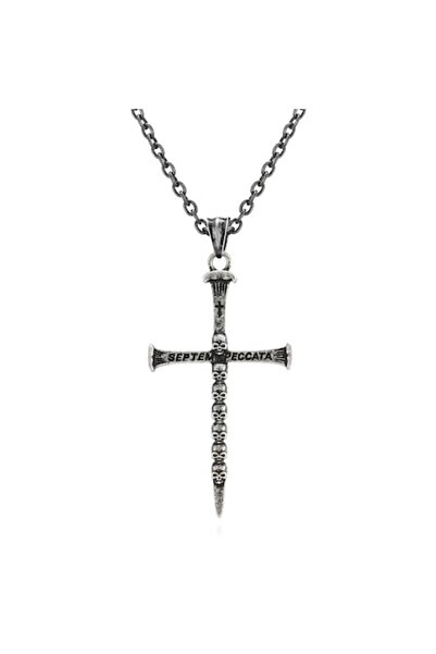 Tessero Κολιέ με μενταγιόν Septem peccata, σχέδιο σταυρού, λεπτομέρειες με νε...