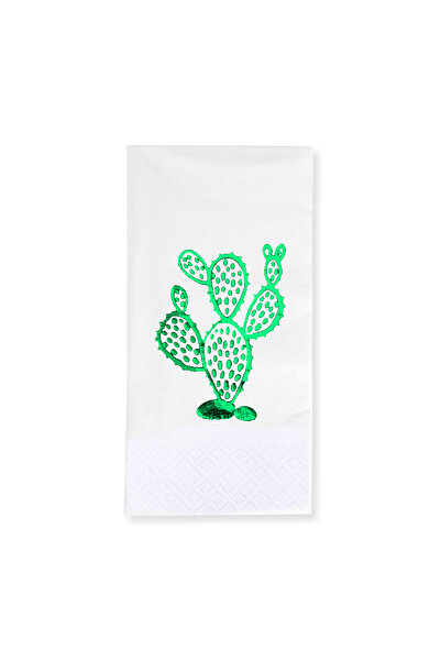 Story مناديل ورقية بيضاء اللون مقاس 33 × 33 سم بنمط الصبار الأخضر، 16 قطعة، ط...