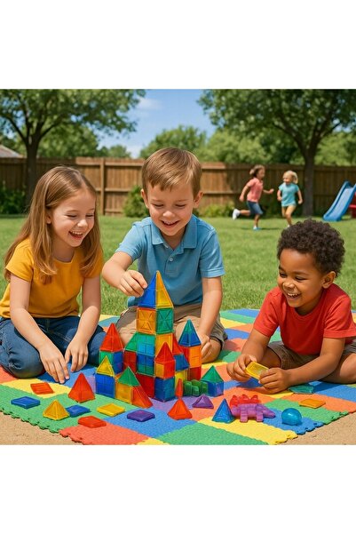 MalPlay Magnet blocks construction set for children, with 45 pieces in various shapes for 3D structures, m