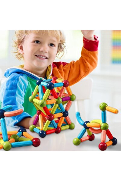 MalPlay Magnetic construction game for children Malplay, with 80 multicolored 3D elements, stable construction