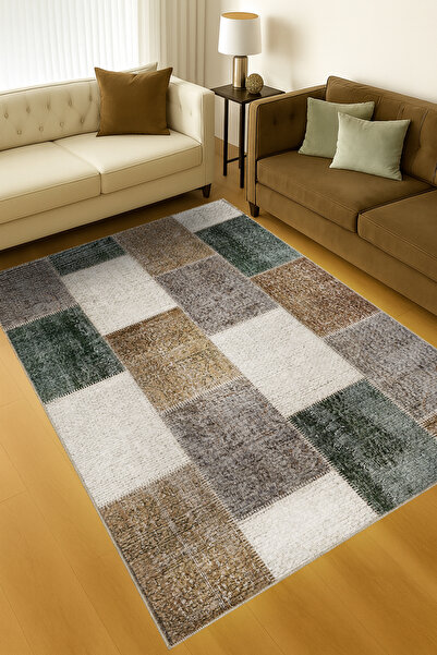 Rugs Modern Halı سجادة MOSSO متعددة الألوان بتصميم مرقع وقاعدة منسوجة، سجادة ...