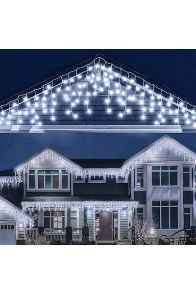 OEM Χριστουγεννιάτικα Φωτάκια με Παγάκια, 12 μέτρα, 300 LED, Διασυνδεόμενα, Κ...