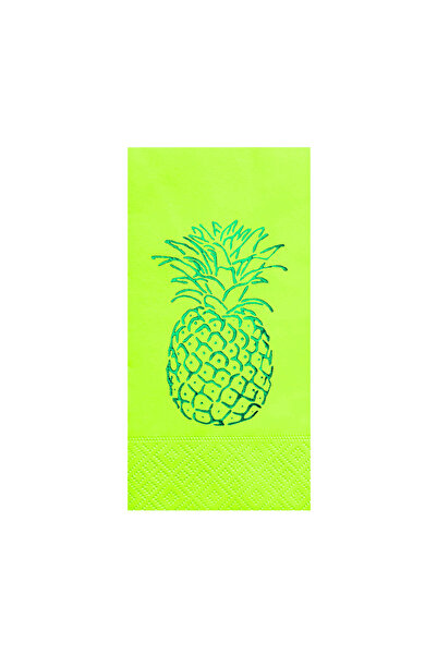 Story مناديل ورقية خضراء اللون مقاس 33 × 33 سم، منقوشة بنمط الأناناس، 16 قطعة