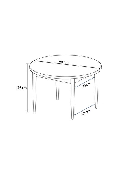 ECCES BB 90 x 90 Yuvarlak Masa Çam MDF Masa Mutfak Masası Balkon Masası Çap 90 Masa
