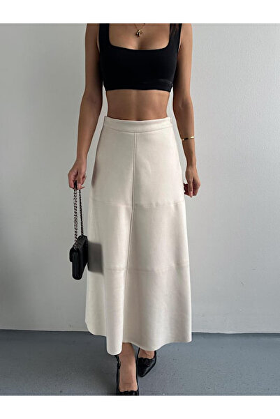 WOMKA Women's Pieced Long Nubuck Skirt