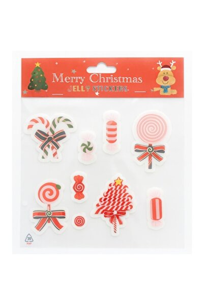 OEM Set Christmas jelly stickers, Candy Model, reusable, no glue, for windows and smooth surfaces, 19 x