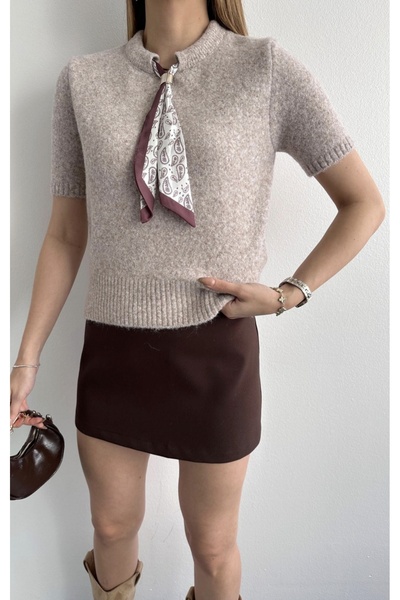 fujya Tricotaj cu mânecă scurtă cu guler