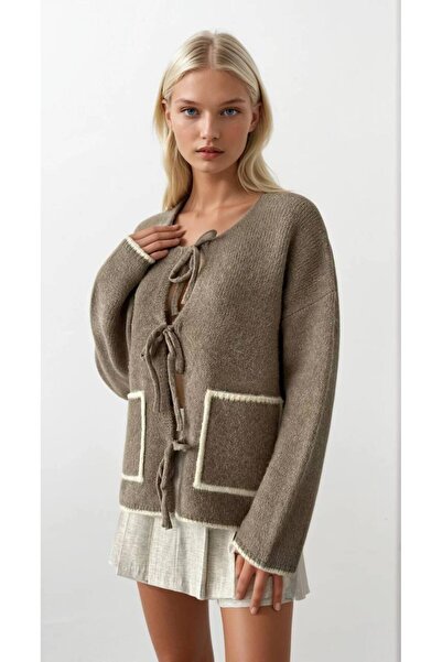 fujya Colorful Pocketed Lace-Up Yoshiko Knitwear Cardigan