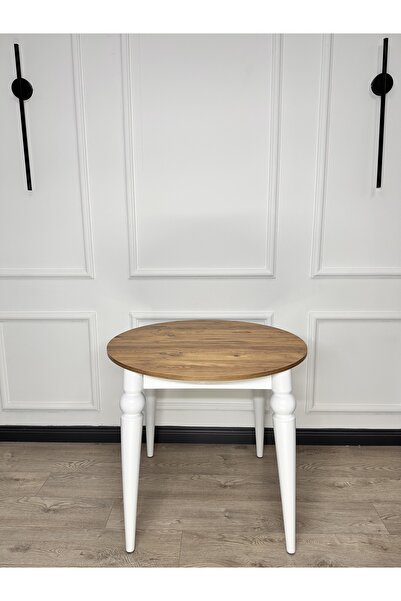 ECCES BB 90 x 90 Yuvarlak Masa Çam MDF Masa Mutfak Masası Balkon Masası Çap 90 Masa