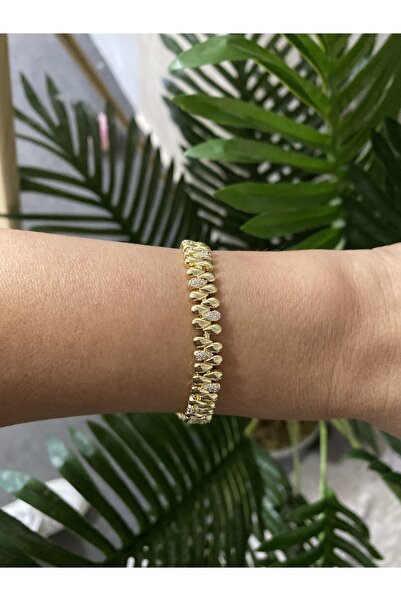 Byoz store 14k altın kaplama çift sıra su damla sıralı zirkon taşlı kadın bil...