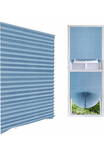 eZmart Jaluzea plisată autoadezivă, reglabilă, eZMART, bleu, 150 x 60 cm