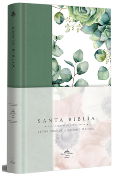 ORİGEN Biblia Rvr 1960 Letra Grande Tapa Dura Y Tela Verde Con Flores Tama