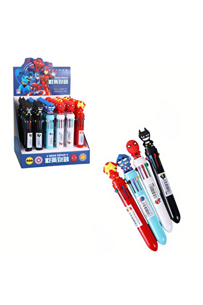 JML Retractable pen 16cm with 10 colors, set of 36 superhero models