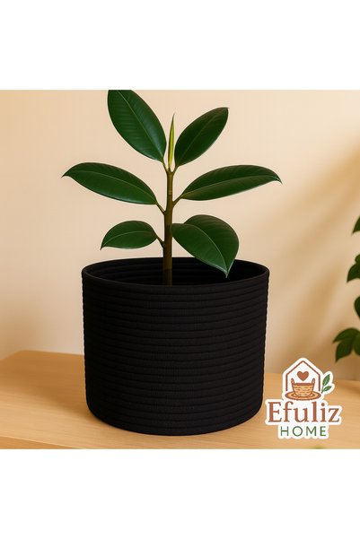 Efuliz Home Jute Wicker Multi-Purpose Decorative Organizer Flower Pot Basket Garden Organizer Basket Width 20 Length 15 cm