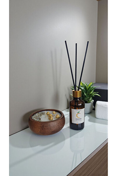 COCOS CANDLES Portakal Mum&Koku Set-Ahşap Lavanta Üzerlik Pamuk Fitil Bambu O...