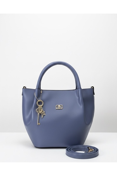 MADESSA COLLECTION Gold Aksesuar Hediyeli Mavi Geniş Model Kadın El/Omuz Çantası