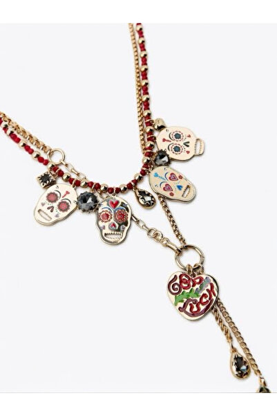 Bo Takı ve Aksesuar Kuru kafataslı ikili kolye seti