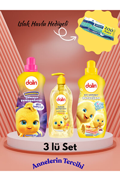 Dalin Bebek Şampuanı + Sıvı Çamaşır Deterjanı + Konsantre Yumuşatıcı 1500ml| ...