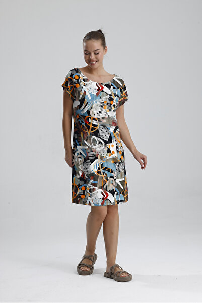 Sense Lycra Viscose Mini Viscose Dress |   Blz36387 Orange Khaki